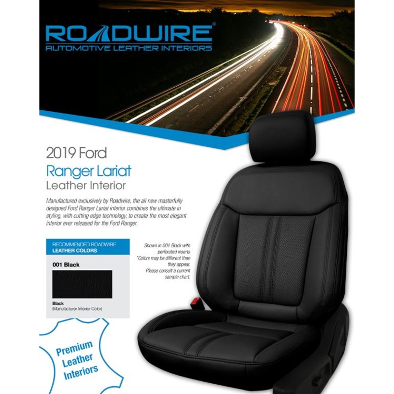 Custom Waldoch Ford Ranger 21+ Lariat Leather Kit Black W/Grey Inserts – VPN 682986