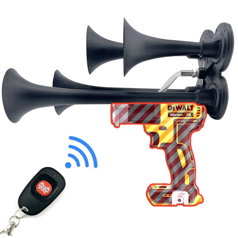 BossHorn DIY Train Horn Gun Kit with 4 Trumpets for DeWalt – up to 150db