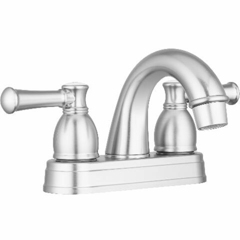 Dura Faucet RV Designer Two Handle Arc Spout Bathroom Faucet (Brushed Satin Nickel) – Compatible with Recreational Vehicles, Motorhomes, Travel Trailers and More