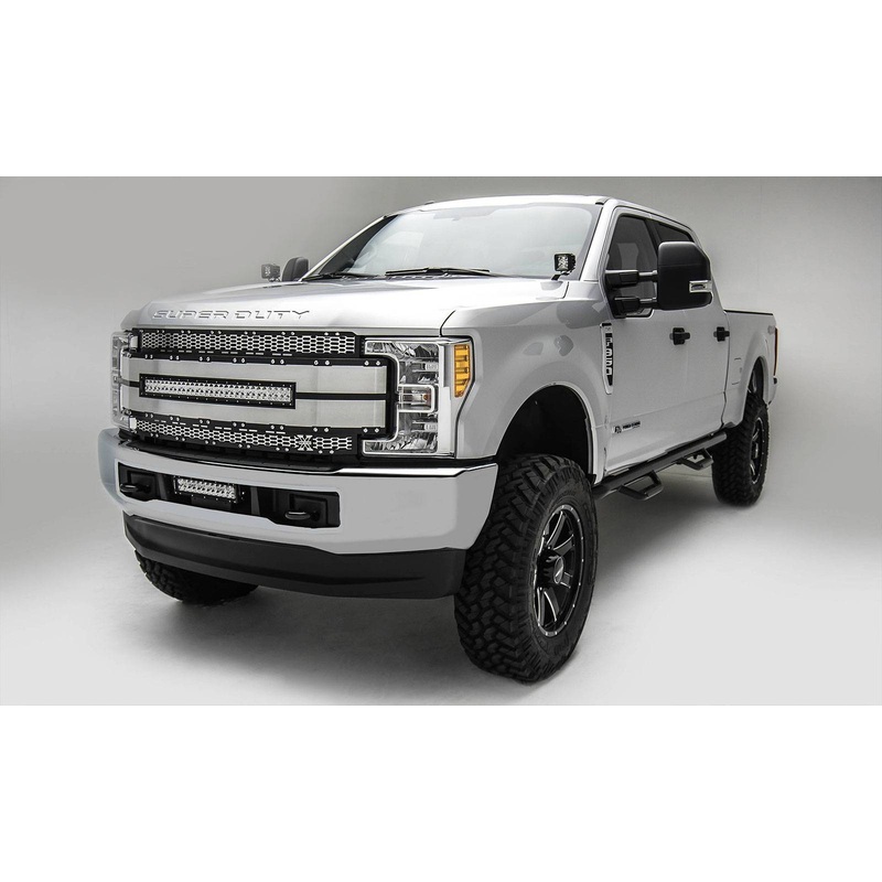 T-REX Grilles 6315485 Black Brushed Aluminum Laser Cut Pattern Grille Fits 2017-2019 Ford F-250 F-350 F-450 F-550