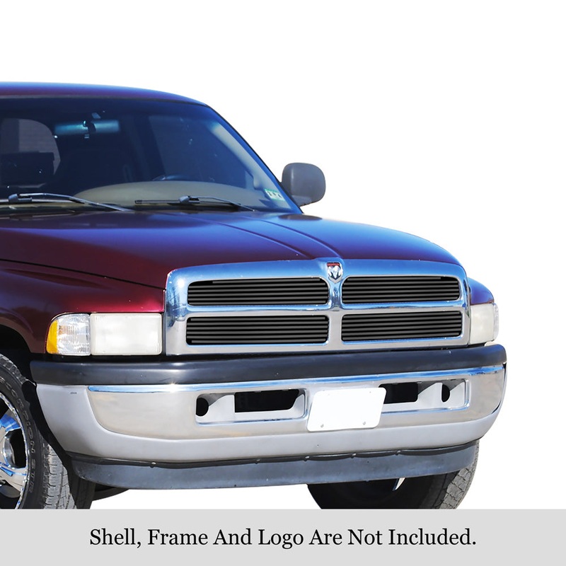 APS GR04FEG21J Main Upper Black Stainless Steel Billet Grille Fits 1994-2001 Dodge Ram