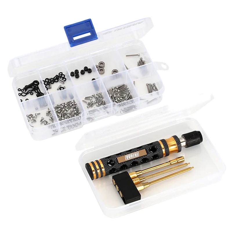 INJORA 3-In-1 0.05″ 1.5mm Hex & 4.0mm Nut Driver Quick Change Screwdrivers RC Tool Kit For SCX24 AX24