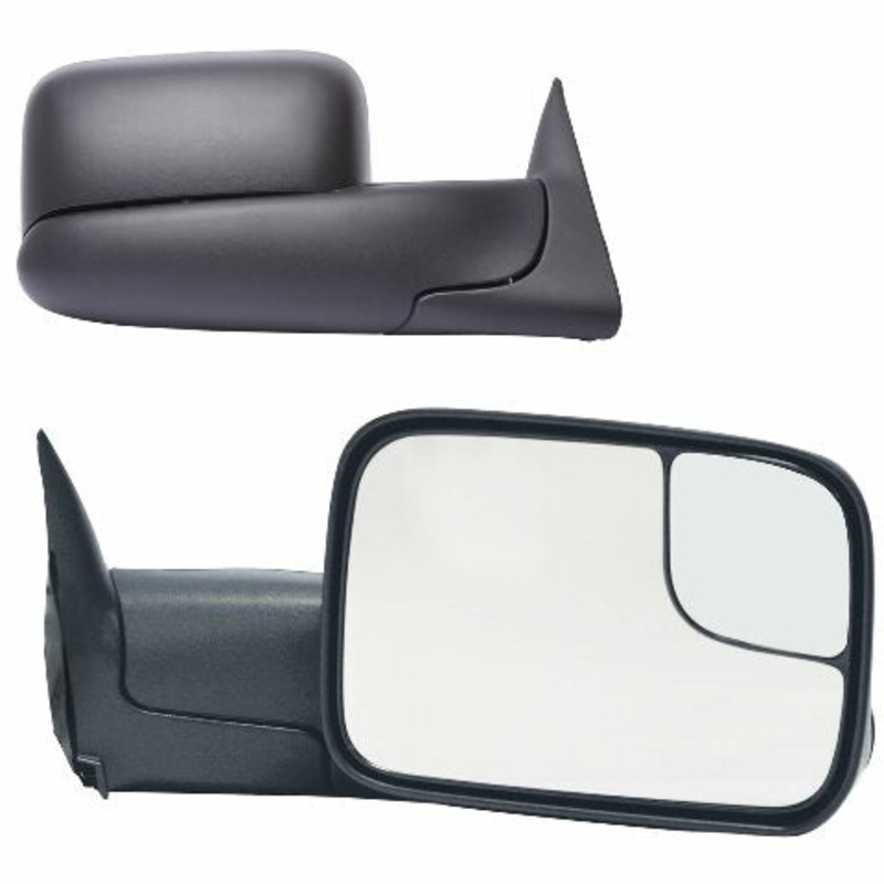 Compatible with System Towing Mirror Pair Compatible with Dodge Ram Pick-Up 1500, 2500/3500, Textured Black, spot Mirror, flip-Out Head, Foldaway, Manual