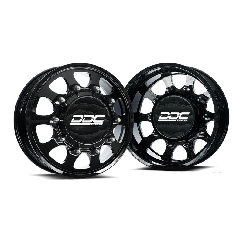 20×8.25 DDC The Shield Gloss Black 11-UP GM DUALLY Wheels 8×210 Set of 6 (Lug Nuts Included) Fits up to 12.50 tire