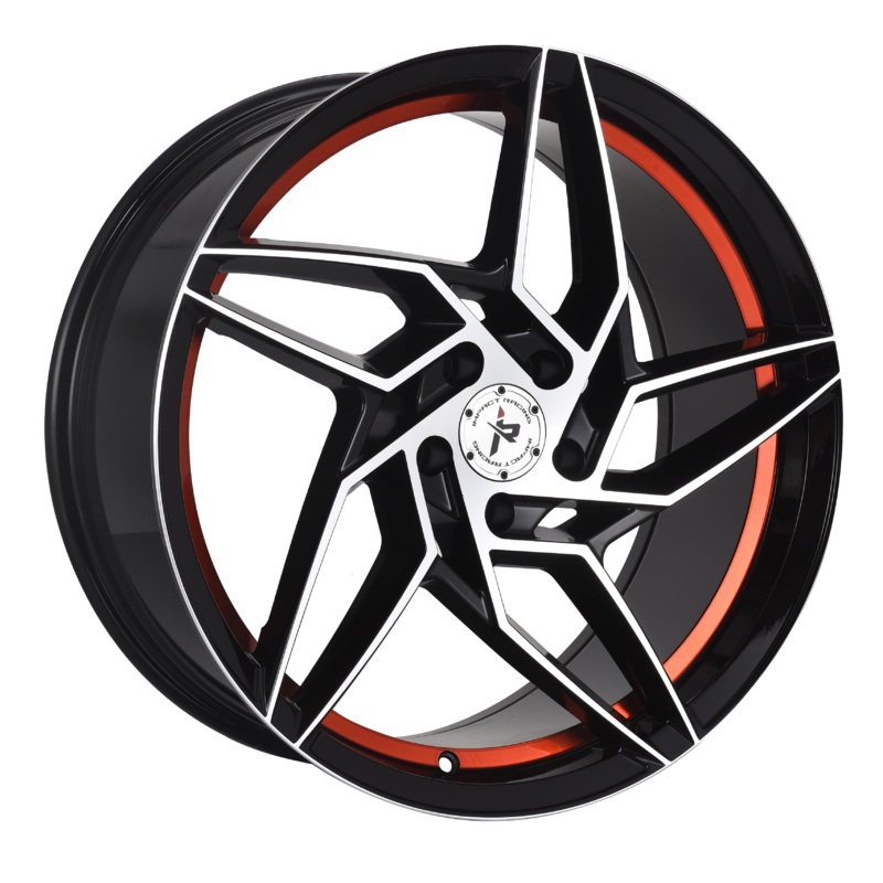 Impact Racing 20X8.5 Wheel |5X114.3 PCD |35mm Offset |73.1mm CB Gloss Black Machine Face and undercut with red clear coat Rims