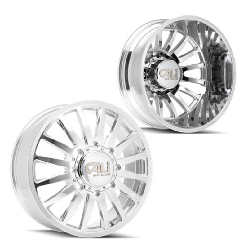 20×8.25 CALI Summit 9110D Polish/Milled 05-UP FORD 19-UP DODGE DUALLY Wheels 8×200 Set of 6 (Fits UP to 12.50 tire)