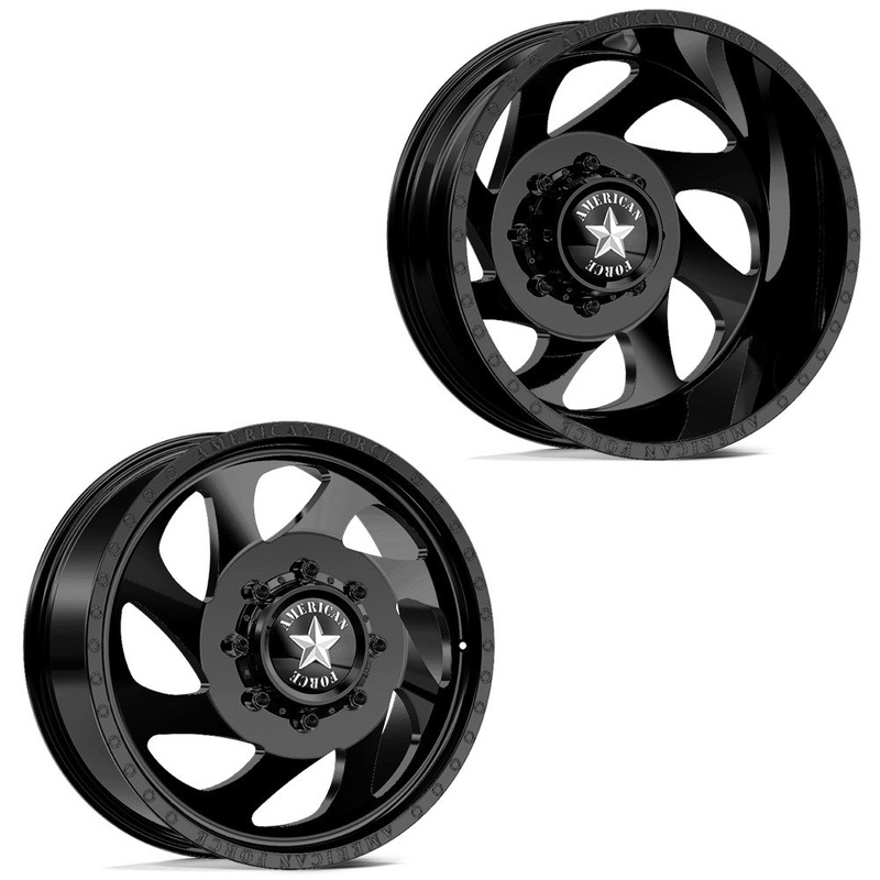 24×8.25 American Force DB05 Slab Black PRE-19 DODGE DUALLY Wheels 8×6.5 Set of 6 (Fits up to 12.50 tire)