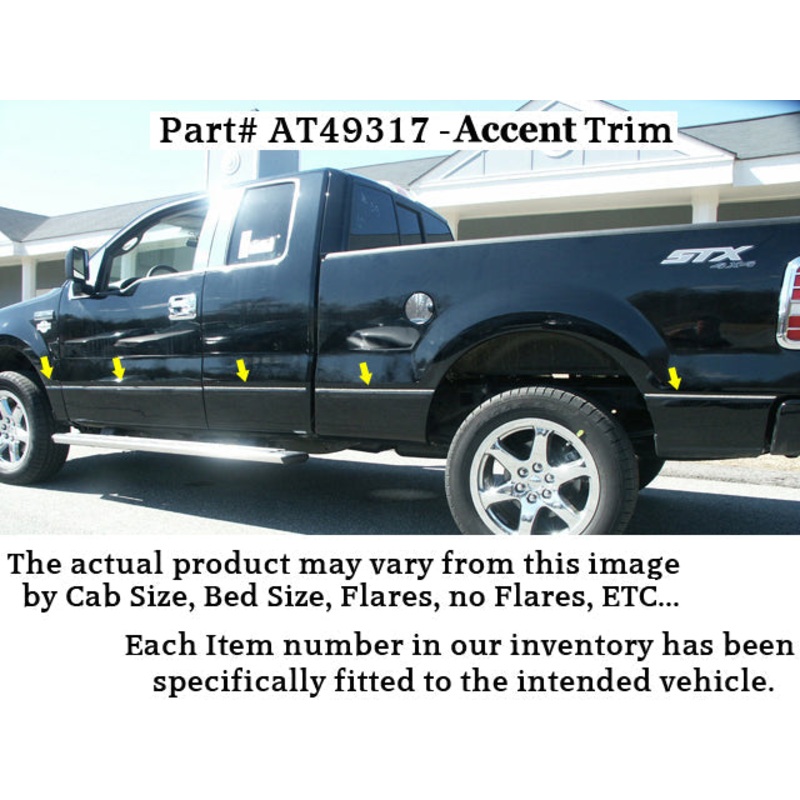 Ford F-150 2009-2010, 4-door, , Crew Cab, 55 bed, w/ Flares (12pc Stainless Steel Body Side Molding Accent) AT49317 QAA
