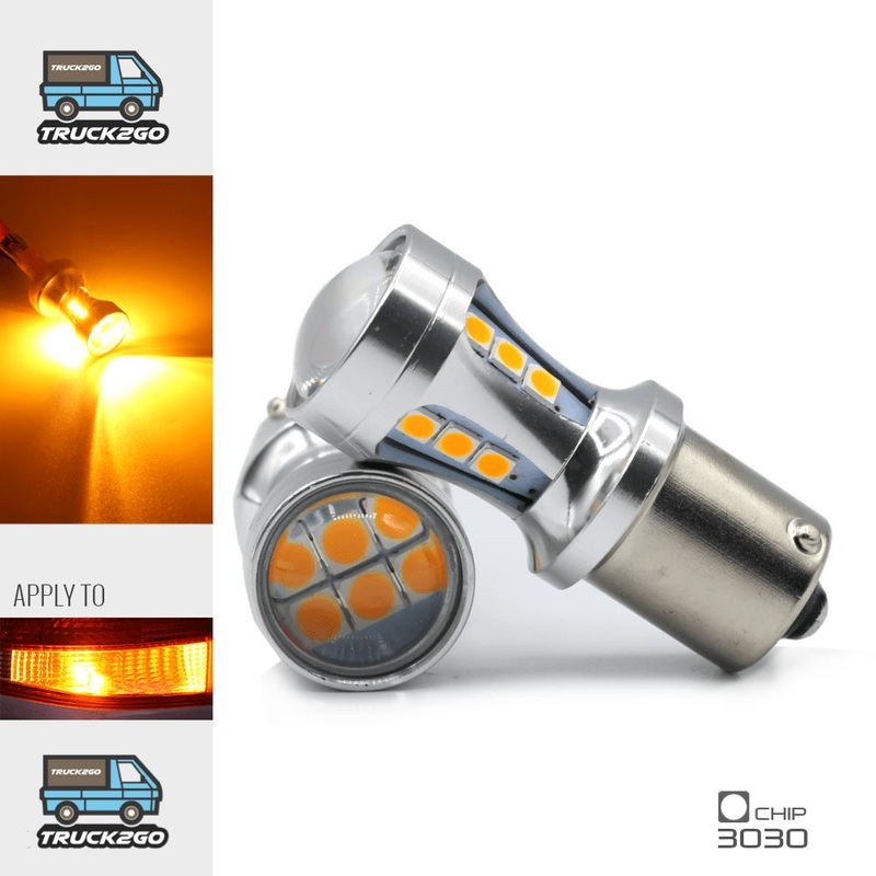 SYNETICUSA 1156 Turn Signal LED Projector Light Bulbs (Amber Yellow)