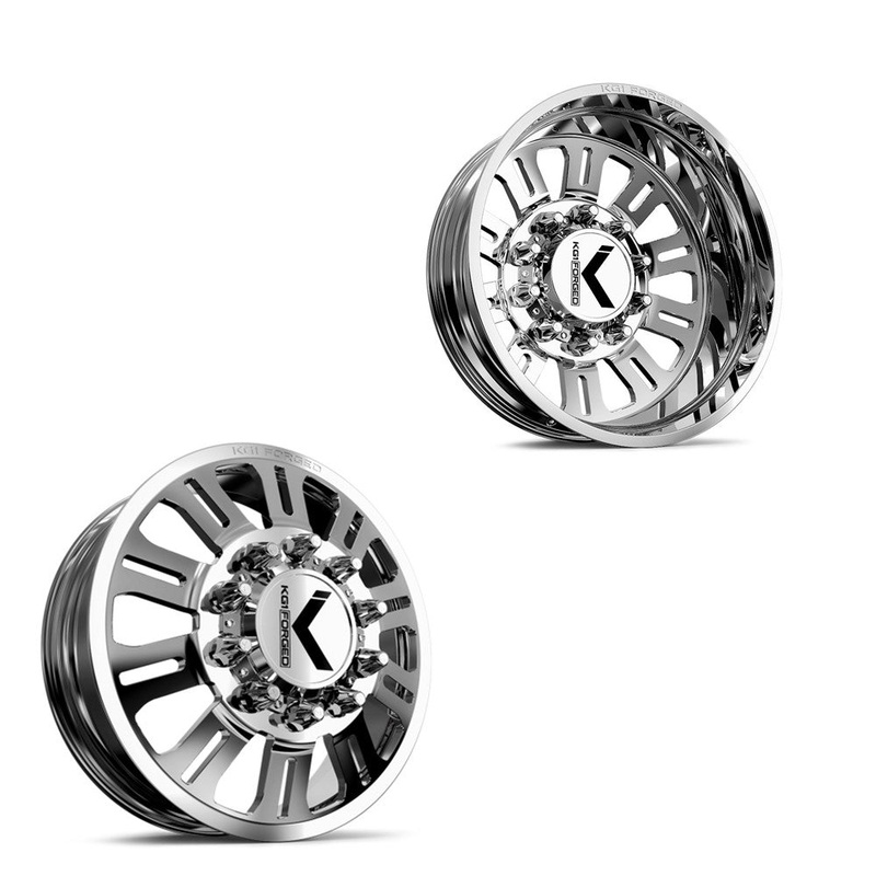 22×8.25 KG1 Forged KD004 Duel Polished PRE-11 GM PRE-19 DODGE DUALLY Wheels 8×6.5 Set of 6 (Lug Nuts/Adapters Included) Fits UP to 13.50 tire