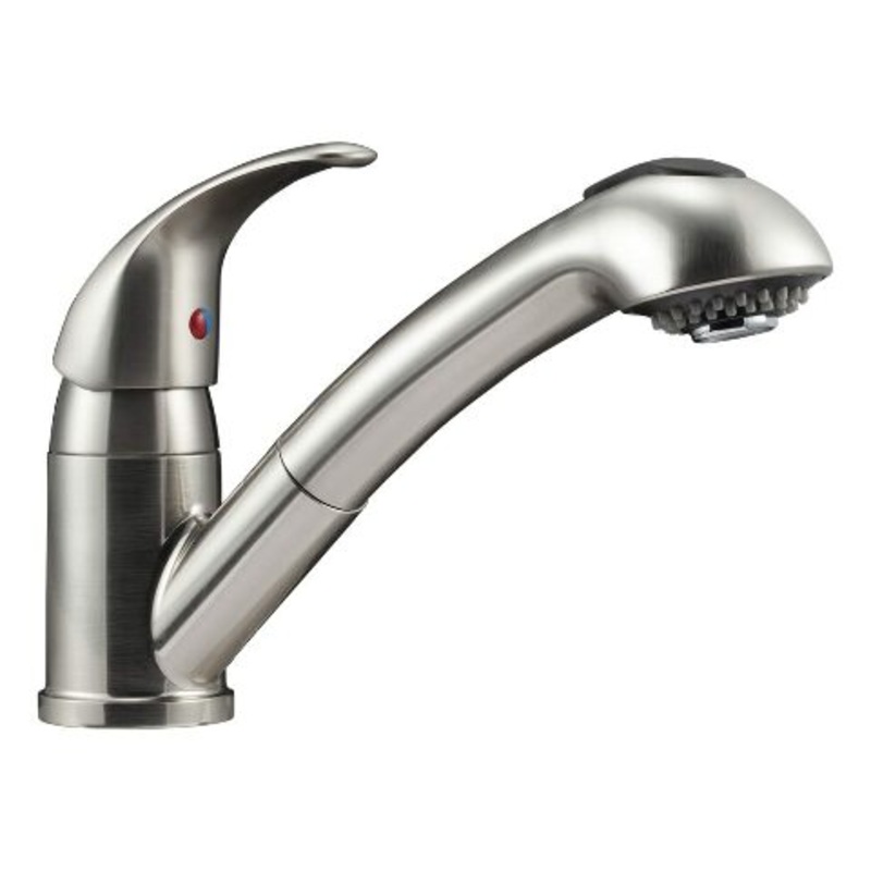 Dura Faucet DF-NMK852-SN RV Pull-Out Swivel Single Handle Kitchen Sink Faucet – One-Hole (Brushed Satin Nickel)