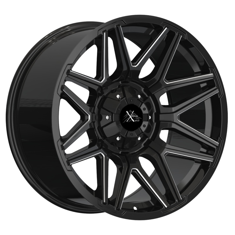 Xdrive Offroad 22X10 X002 Offroad Wheels 6X135/139.7 PCD -25mm Offset Gloss Black Milled Rims