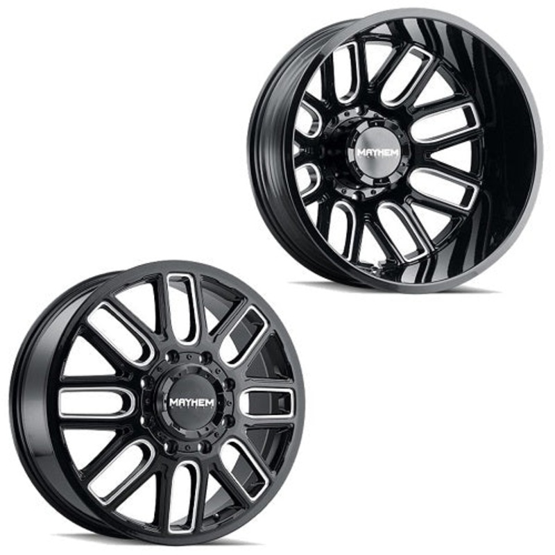 20×8.25 Mayhem 8107D Cogent Black Milled PRE-11 GM PRE-19 DODGE DUALLY Wheels 8×6.5 Set of 6 (Fits UP to 13.50 tire)