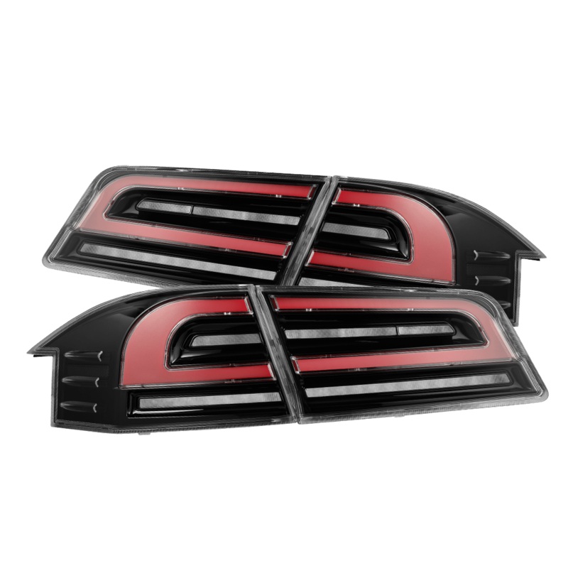 12-21 Tesla Model S LUXX-Series LED Tail Lights Black Red (With Black Trunk Center Piece Replacement)