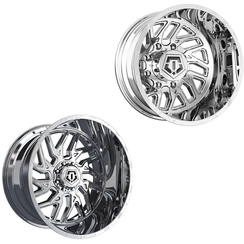 22×12 TIS 544C Chrome Plated 19-UP DODGE DUALLY SUPER SINGLE Wheels 8 Lug Set of 6 (Fits UP to 12.50 tire)