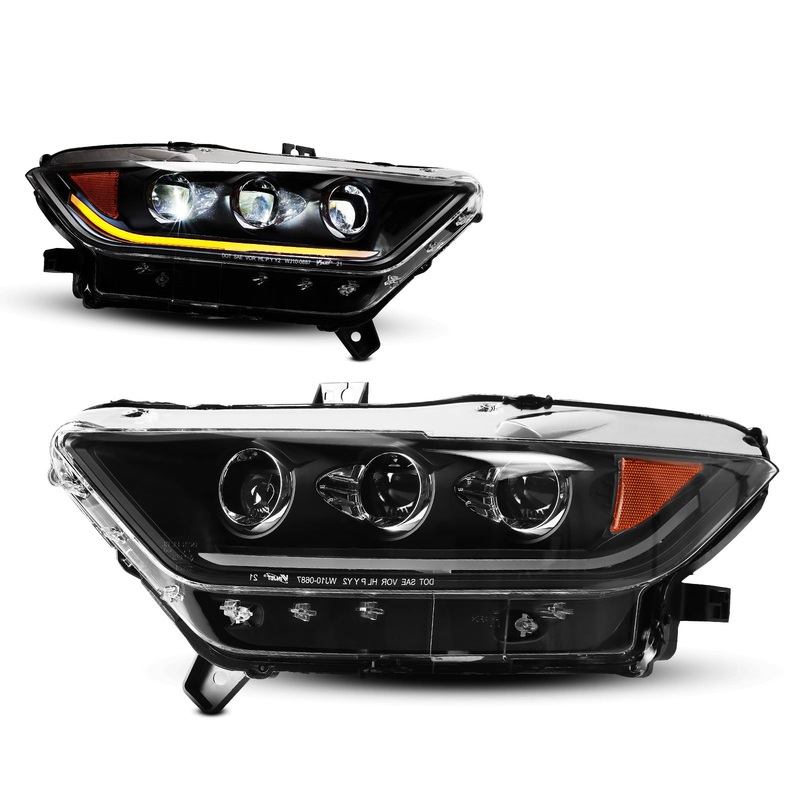 For 2015-2017 Ford Mustang Coupe & Convertible/2016-2020 Ford Mustang Shelby GT350/2020-2022 Ford Mustang Shelby GT500 Sequentail Head light – Glossey Black/Clear