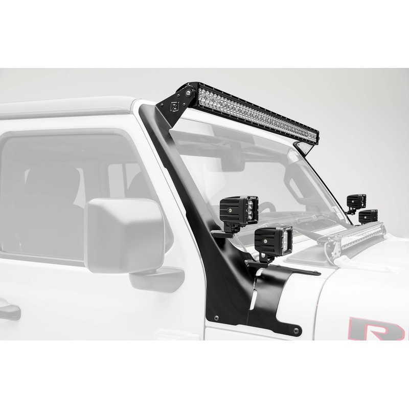 ZROADZ Z374831-BK4 Black Mild Steel Front Roof LED Bracket Fits 2019-2023 Jeep Gladiator