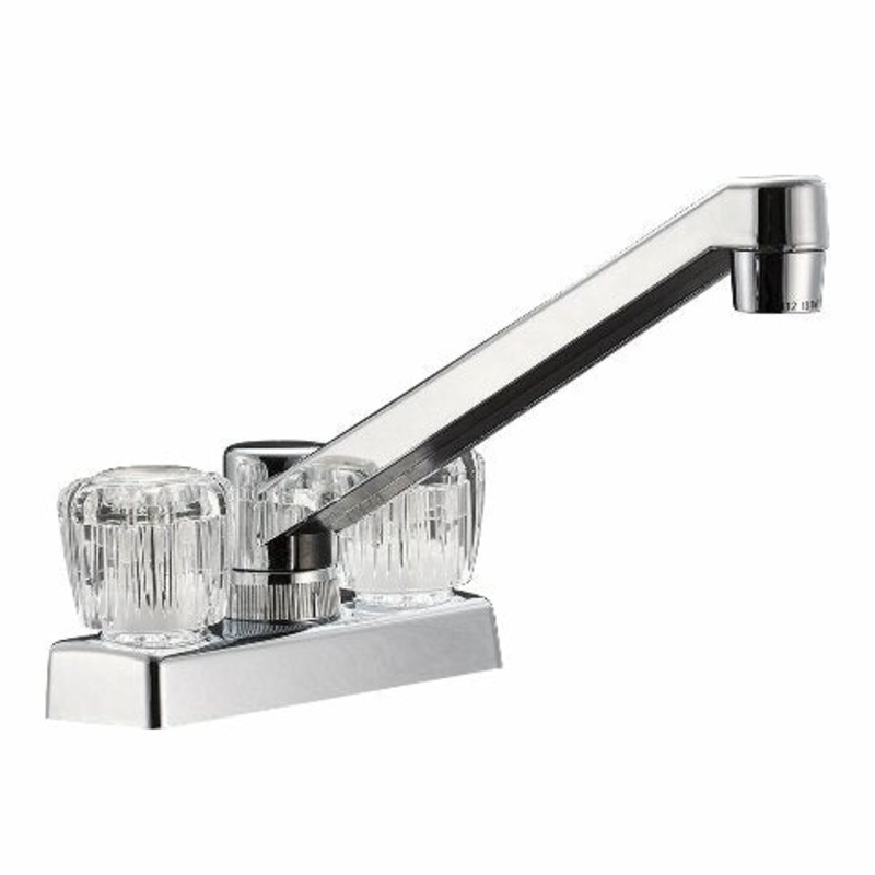 Dura Faucet DF-PK640A-CP RV Swivel Kitchen, Galley, or Bar Faucet with Crystal Acrylic Knobs (Chrome)