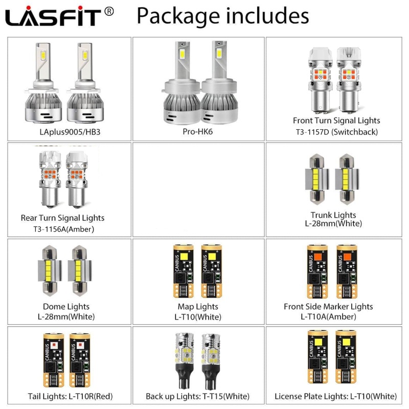 Fit for 2019 Kia Forte 9005 Custom H7 LED Bulbs Exterior Interior Lights Plug and Play