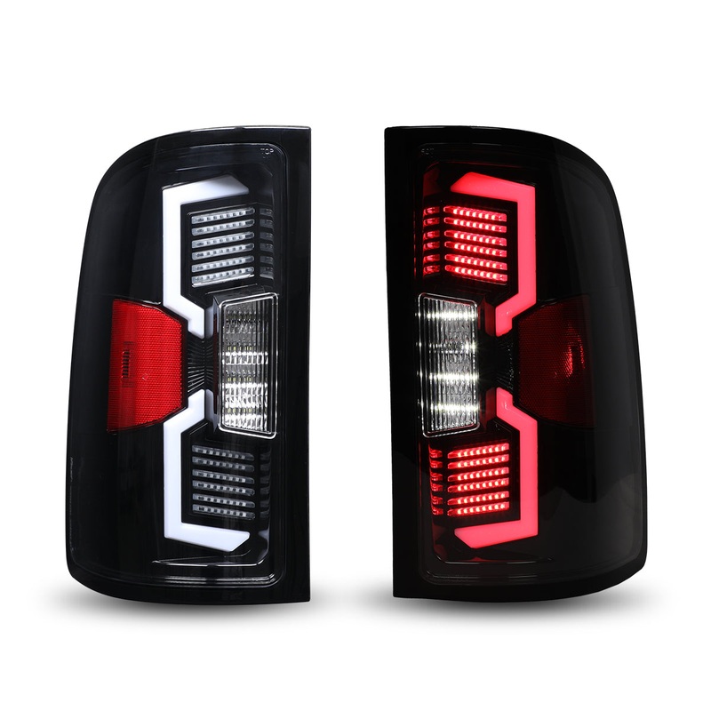 For 2007-2014 GMC Sierra 1500 2500 3500 LED Sequential Tail light -Gloss Black/Clear