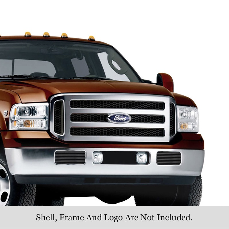 APS GR06FEC57J Tow Hook Black Stainless Steel Billet Grille Fits 2005-2007 Ford Excursion