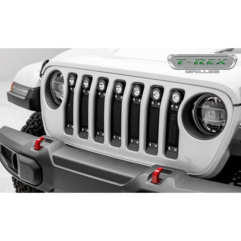 T-REX Grilles 6314931 Black Mild Steel Small Mesh Grille Fits 2020-2023 Jeep Gladiator Overland Gladiator Rubicon