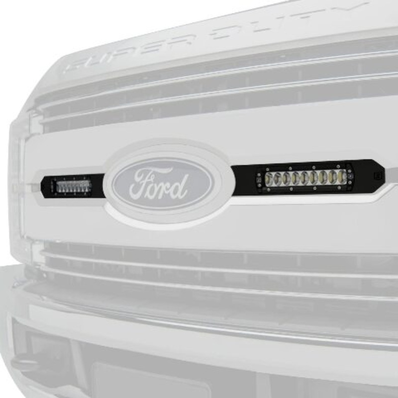 2017-2019 Ford Super Duty Lariat, King Ranch OEM Grille LED Kit with (2) 6 Inch LED Straight Single Row Slim Light Bars – PN #Z415471-KIT
