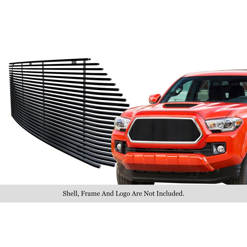 APS GR20HFC58J Main Upper Black Stainless Steel Billet Grille Fits 2016-2017 Toyota Tacoma