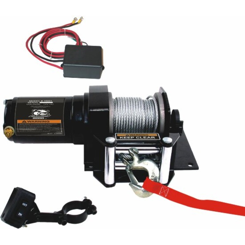 BULLDOG Winch 15001 Winch (2000lb ATV with Mini-Rocker Switch, Mounting Channel, Roller Fairlead, 50 ft. Wire Rope)