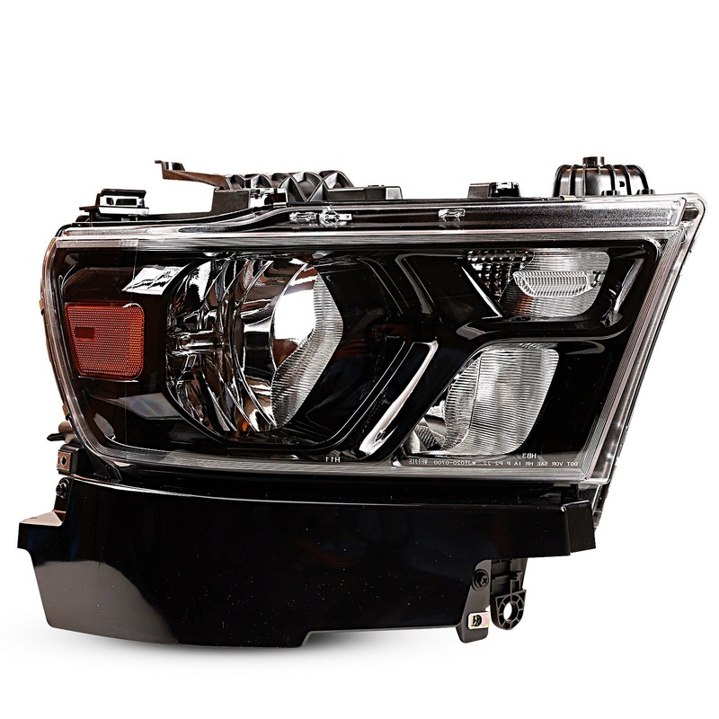 Head Lights for 2019-2024 RAM 1500 Halogen Model Head Lamp Only Right Side – Black/ Clear