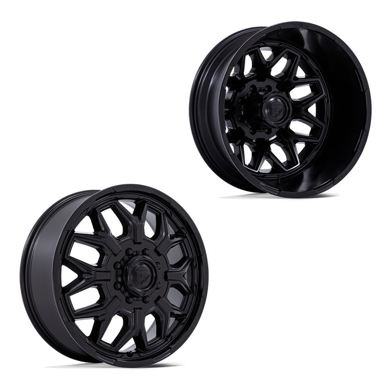22×8.25 Fuel Off-Road D871 Flux Blackout PRE-11 GM DUALLY Wheels 8×6.5 Set of 6 (Fits UP to 12.50 tire)
