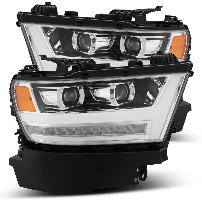 ALPHAREX 2019-2024 Ram 1500 PRO-Series Halogen Projector Headlights Chrome
