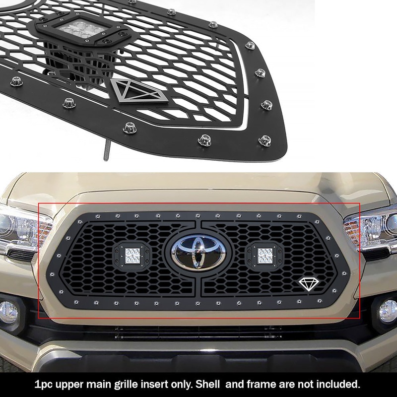 APS GR20LFJ31L Main Upper Rivet Grille Fits 2018-2019 Toyota Tacoma