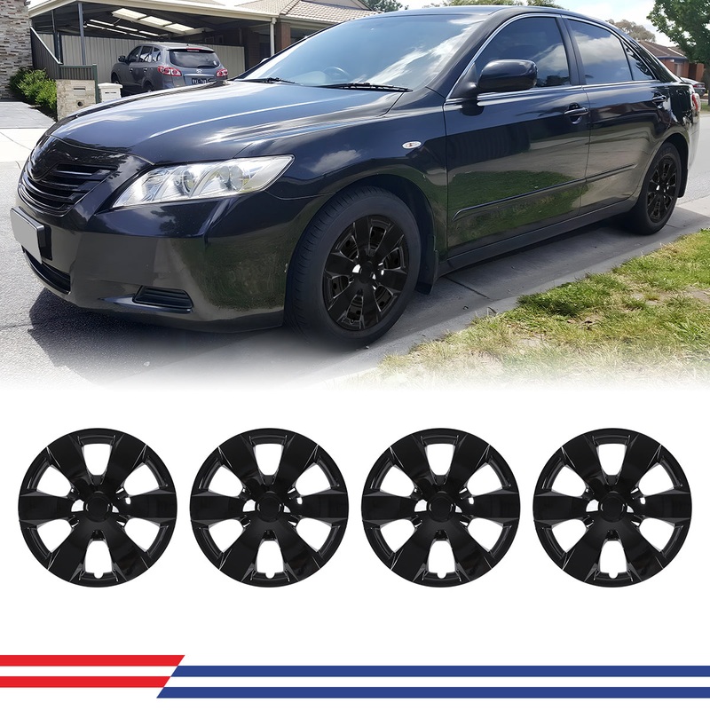 WINJET 16′ Hubcaps Wheel Rims Cover for 2007-2011 TOYOTA CAMRY – Black Lacquer