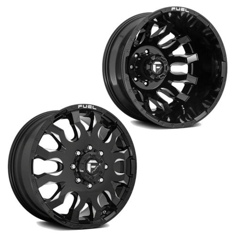20×8.25 D673 Fuel Blitz Black Milled PRE-11 GM DUALLY Wheels 8×6.5 Set of 6 (Fits UP to 13.50 tire)
