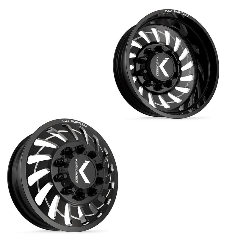 24×8.25 KG1 Forged KD005 Razor DIRECTIONAL Gloss Black Premium Milled 19-UP DODGE Wheels 8×200 Set of 6 (Lug Nuts/Adapters Included) Fits UP to 13.50 tire
