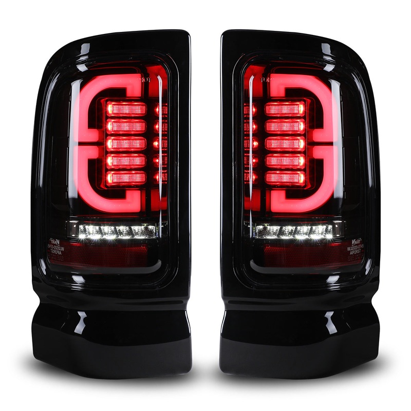 For 1994-2002  Dodge Ram 1500 2500 3500 4000 Pickup LED Taillights – Black/Smoke