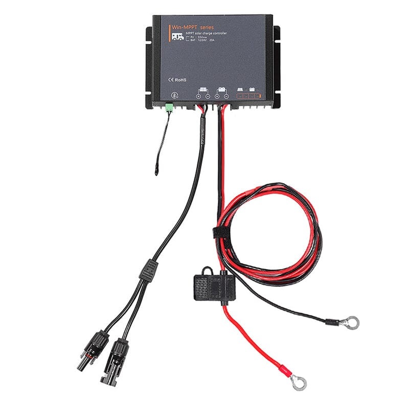 LENSUN Waterproof 20A MPPT Solar Controller with Battery Clips