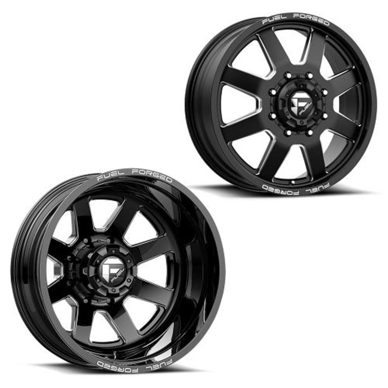 22×8.25 FF09D Fuel Forged Matte Blk Mill 05-UP FORD 19-UP DODGE DUALLY Wheels 8×200 Set of 6 (Fits UP to 12.50 tire)