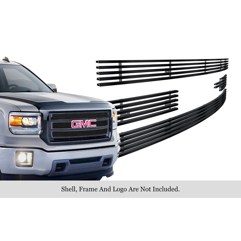 APS GR07FEI72J Main Upper Black Stainless Steel Billet Grille Fits 2014-2015 GMC Sierra 1500