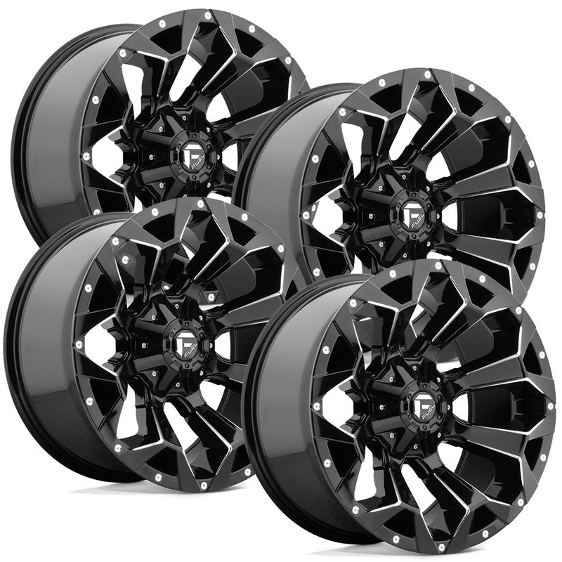 Fuel Assault D576 Gloss Black Aluminum Ford SRW Wheel Kit (8×170)