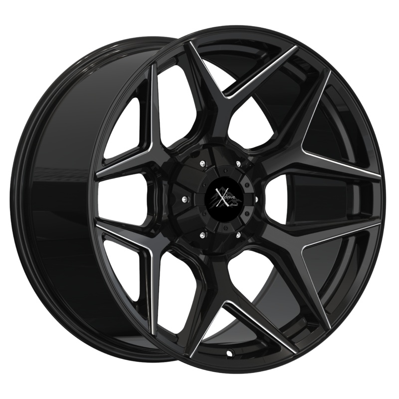 Xdrive Offroad 22X10 X003 Offroad Wheels 6X135/139.7 PCD -25mm Offset Gloss Black Milled Rims