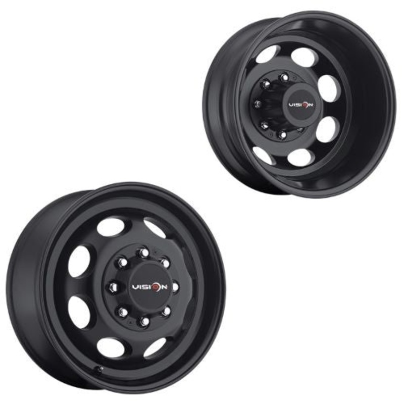19.5×6.75 Vision 181NR Hauler Dually Blk 05+FORD 19+DODGE Wheels 8×200 Set of 6 (Fits Stock Tire Sizing)