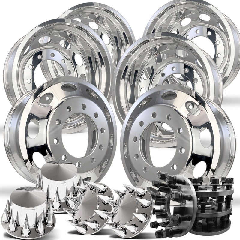 22 Forged Oval Hole Wheel & 8-to-10 Lug Adapter Kit  Fits 19841997 Ford F-350 Dually  Converts to 10×285.75 (6 Wheels with Multiple Caps Available)