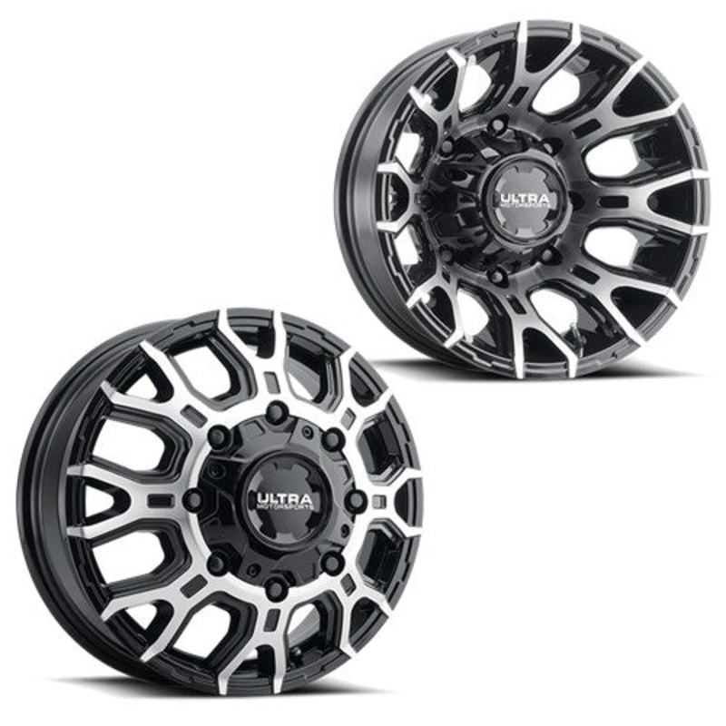 17×6.5 Ultra 022U Scorpion Black/Machined PRE-11 GM PRE-19 DODGE DUALLY Wheels 8×6.5 Set of 4 (Fits Stock Tire Sizing)