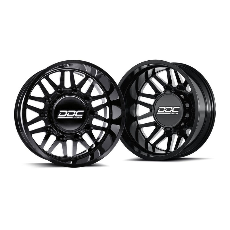 22×10 DDC Aftermath Black Milled 19-UP DODGE DUALLY SUPER SINGLE Wheels 8 Lug Set of 6 (Lug Nuts Included) Fits UP to 12.50 tire