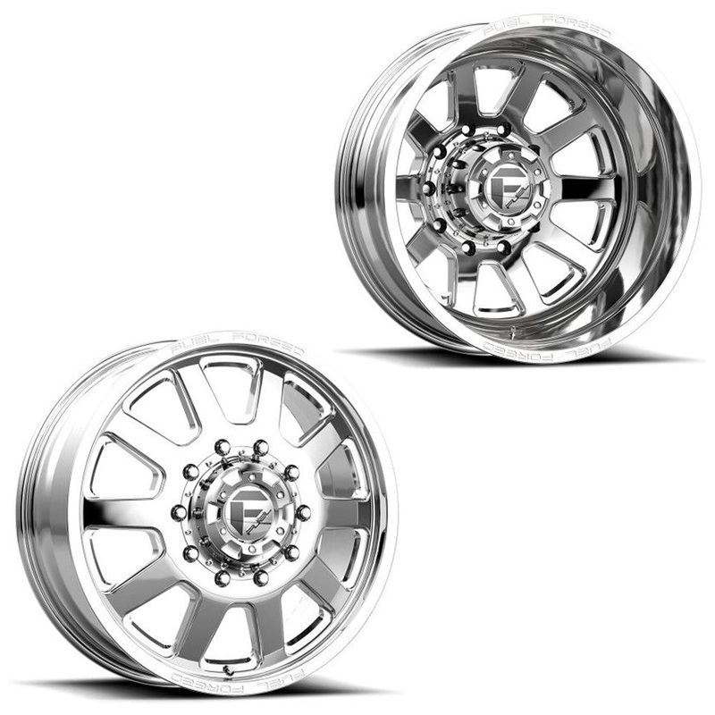 24×8.25 Fuel Forged FF09D Polished FORD F-450/F-550 DODGE 4500/5500 DUALLY Wheels 10×225 Set of 6 (Fits UP to 13.50 tire)