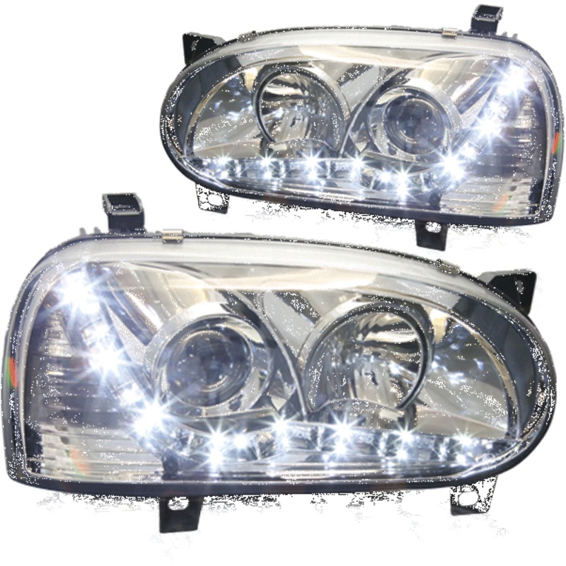 For 1993-1999 Volkswagon Golf Head Light – Chrome / Clear