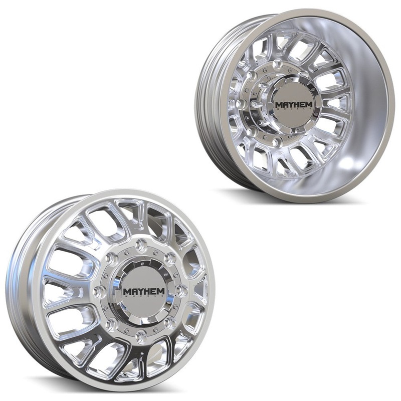 17×6.5 Mayhem 8107D Cogent Polished PRE-11 GM PRE-19 DODGE DUALLY Wheels 8×6.5 Set of 4 (Fits Stock Tire Sizing)