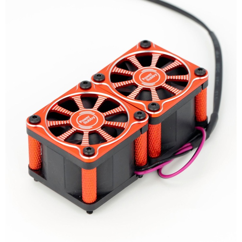 PHBPHF116RED Twister Twin / Dual 40mm 1/8 1/5 Motor Aluminum Cooling Fan